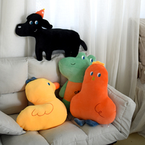 ins funny pippa dog chicken cuddle with pillowy stuffed toy with pillow girl hearts doll yellow duck photo net red afternoon pillows