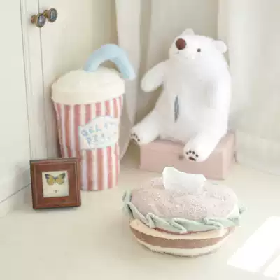 Soft cotton creative burger polar bear white bear extraction tissue towel cover tissue cover home decoration photo props
