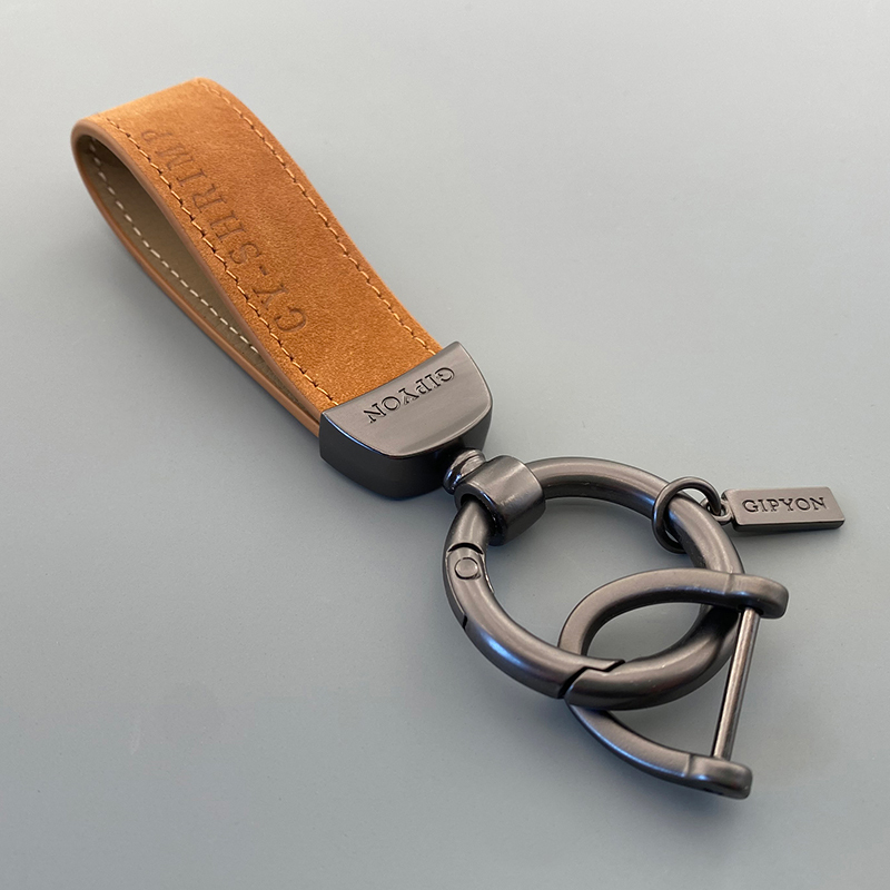 Suede Leather Car Keychain Pendant, Creative, Personalized, Simple Key Chain Ring for Men and Women, Couple Lanyard, Waist Hanging