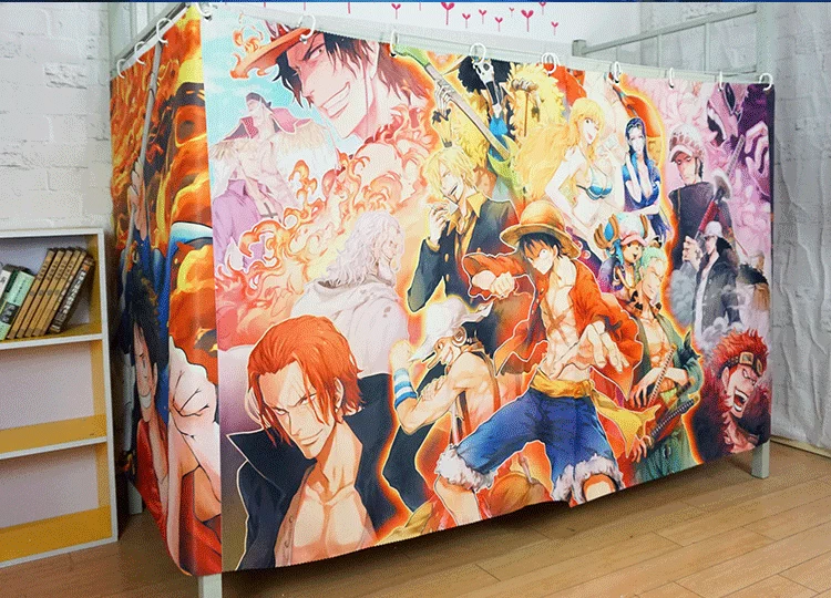 Sinh viên đại học giường ngủ ký túc xá One Piece màn rèm cửa bé trai dưới lưới muỗi net giường đơn 1.2 m giường 幔