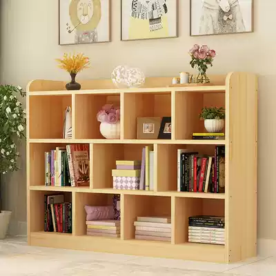 Children's solid wood bookshelf floor combination bookcase storage shelf study rack log new student small storage cabinet