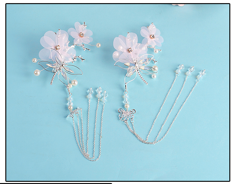 Hanfu tiara tua bước phong cách cổ xưa trang sức cổ tích vẻ đẹp trang phục kẹp tóc đẹp 蜻蜓 cổ tích ngọt ngào phụ kiện ảnh tóc - Phụ kiện tóc kẹp tóc nơ