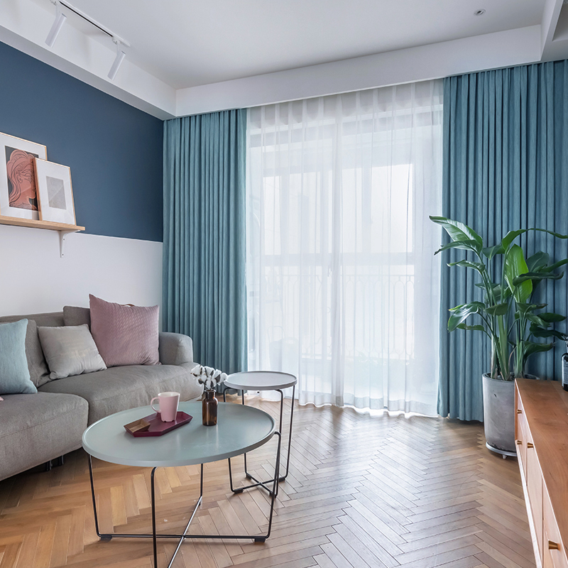 Curtain Nordic simple 2019 new bay window shade bedroom shade cloth Shanghai custom living room cotton linen shade curtain