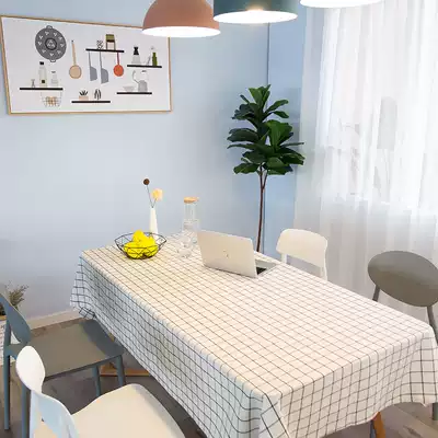 Plaid tablecloth fabric cotton and linen Chinese style 2020 new Nordic simple modern coffee table table cloth rectangular tablecloth