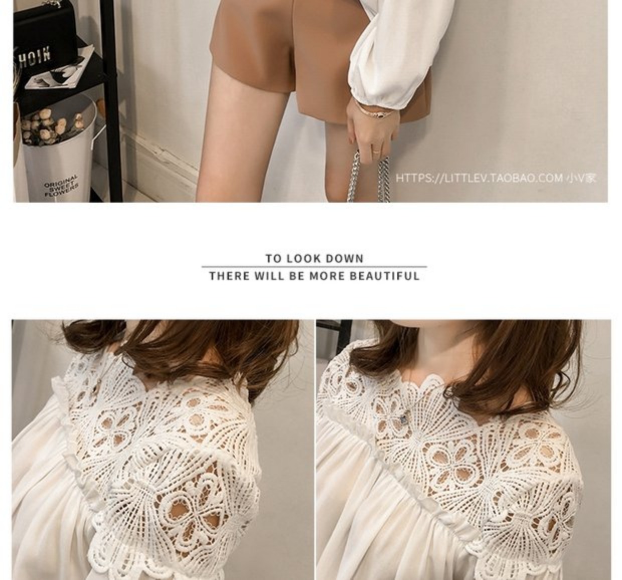 Xuân 2018 phiên bản Hàn Quốc mới của size lớn dành cho nữ chất béo mm ren khâu áo rộng tay áo dài chạm đáy voan nữ so mi trang