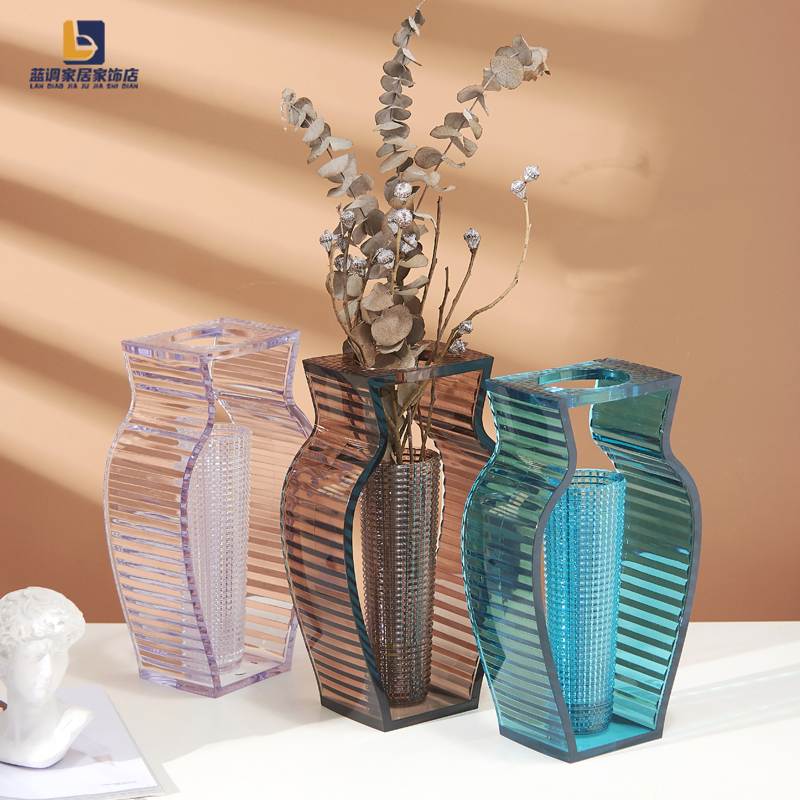 Transparent Acrylic Table Crystal Vases Floral Floral Floral Decorations to Swing The Living Room Wedding Nets Red Full of Star Flowers Bottle