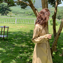 Deng Liulian spring 2021 popular khaki windbreaker womens long coat coat coat British style little man