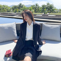 2022 New Spring Loaded Harbor Wind Suit Suit Women Retro Chic Net Red Black Suit Jacket 100 Hitch Half Body Dress