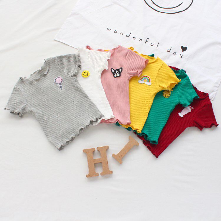 2022 Spring and summer new summer dress and practice baby knitting pit tops T - shirt girls dress 3