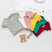  2021 spring and autumn new summer all-match slim-fitting little virgin baby knitted pit top T-shirt girls  T-shirt