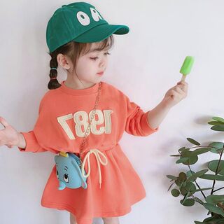 2023春秋季新款中小童气质圆领束腰长袖连衣裙女童可爱卫衣裙春潮