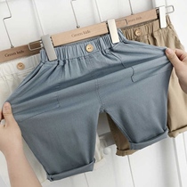  Boys 2021 spring and autumn new elastic three-color simple casual shorts double pocket knee pads three-point pants summer tide