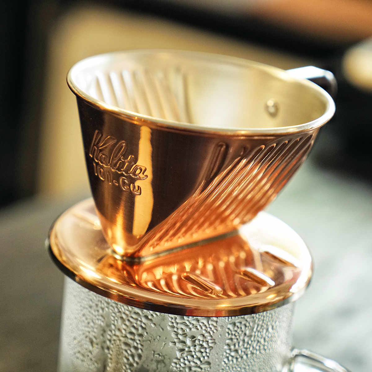 Japanese kalita hand-brewed coffee filter cup Japanese handmade copper filter filter pot drip filter drip set