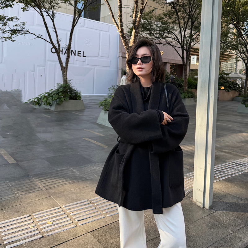 The Meng【Fallen】100 Alxa Palace Camel Wool High-End Elegant Woolen Coat Women's Winter Overcoat