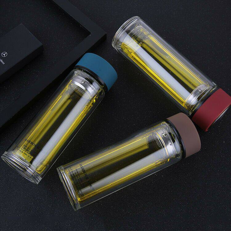 玻璃杯男女雙層透明帶蓋耐熱商務可攜式創意夏天泡茶隔過濾網水杯子