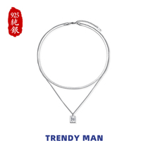 Double-layer stacked sterling silver necklace womens summer light luxury high-end design sense niche 2022 new European and American clavicle chain