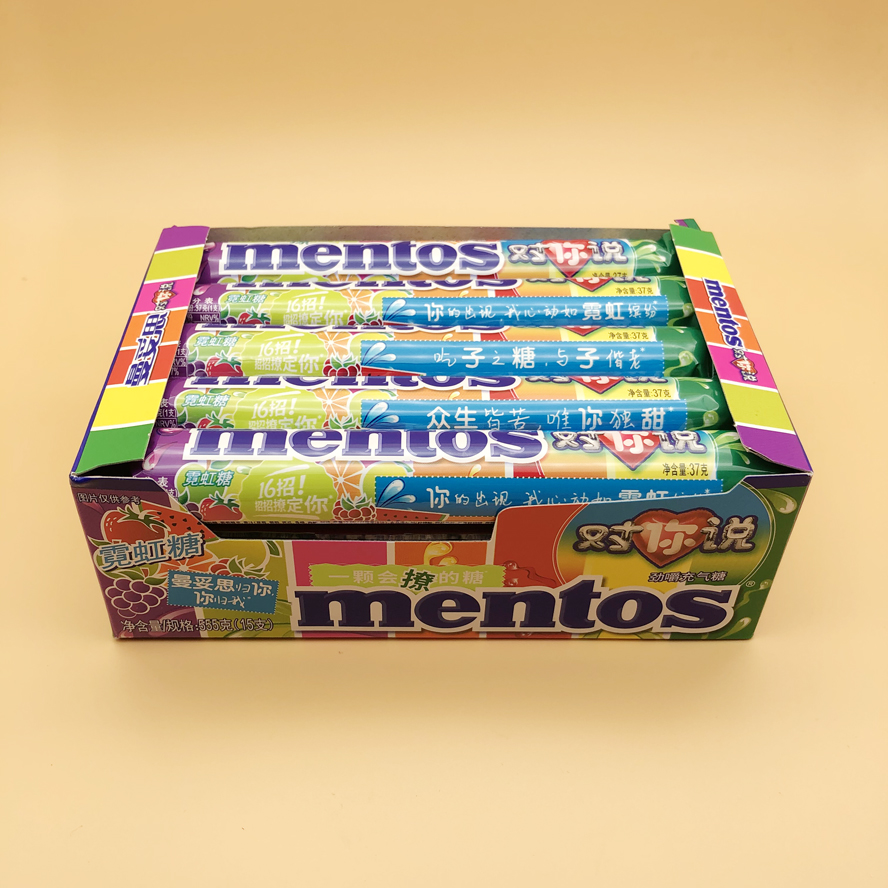 Mentors sticks chew inflatable sugar shaped sugar 37g neon sugar mixed flavor crispy soft heart beads sugar whole box 15