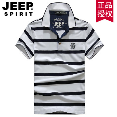 JEEP chính thức ngắn tay chính hãng T-shirt nam mùa hè mới sọc POLO lỏng quần áo áo bông áo thun nam