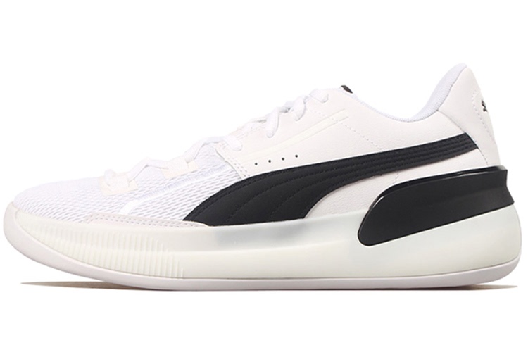 Puma Clyde Hardwood Team Low-Top Practical Basketball Shoes White and Black 194454-01
