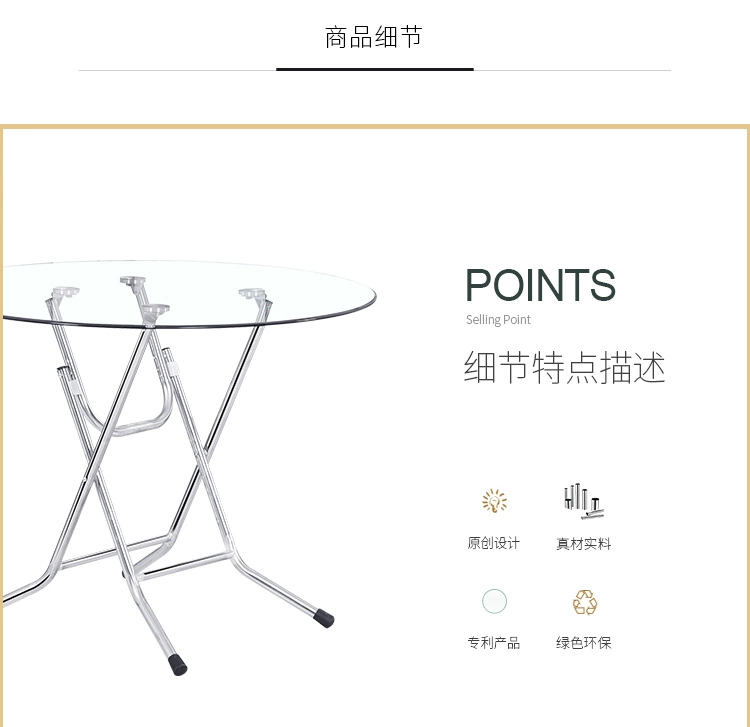Bàn ăn gấp đơn giản Bàn tròn nhỏ Bàn kính cường lực có thể gập lại Bàn ăn nhà - Bàn