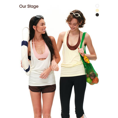 Our Stage Soft, skin-friendly, breathable, slightly loose, slimming, elastic I-neck, backless halter top single piece