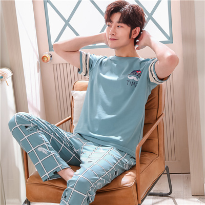 Mùa hè quần mens tuổi teen pajama ngắn tay quần áo sinh viên quần cotton mùa hè váy cartoon trung học nhà nửa tay áo phù hợp.