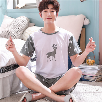 Summer mens đồ ngủ mens trẻ ngắn tay đường bông ruồi phim hoạt hình tên trộm biển Wang Han phiên bản của bộ sinh viên nhà quần áo.