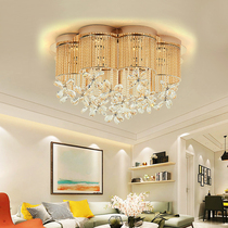 European restaurant crystal lamp Golden modern simple warm romantic bedroom living room lamp home LED ceiling lamp