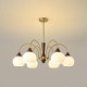 French Retro Chandelier, Nordic Style Living Room and Dining Room Lamp, American Creative Glass Lamp, Walnut Color Vintage Bedroom Lamp