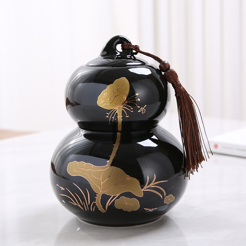 Standard calabash tea canister - bright black