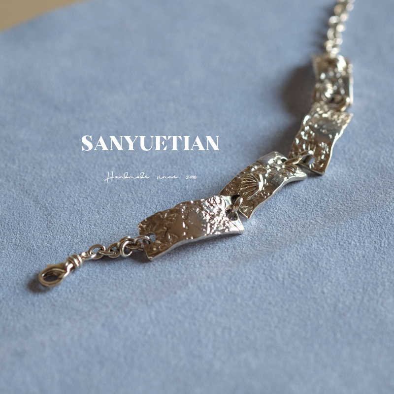 Sanyuetian Original Design Fossil Heart Shell Wide Bracelet S925 Sterling Silver Vintage Exaggerated Sanyuetian Original Design Fossil Heart Shell Wide Bracelet S925 Sterling Silver Vintage Exaggerated