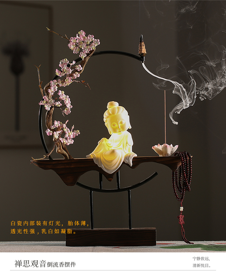 Creative ceramic sitting room porch place office archaize wind of new Chinese style household adornment zen backflow incense buner