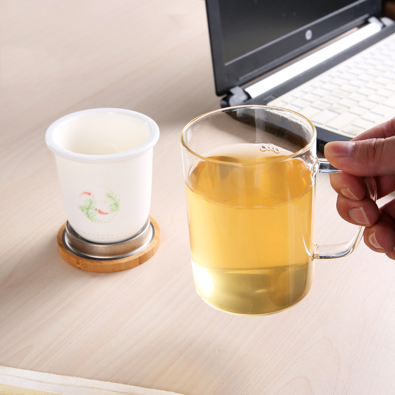 Transparent heat - resistant porcelain constant hall and exquisite glass filter mark cup tea separate office ceramic glass tea cup