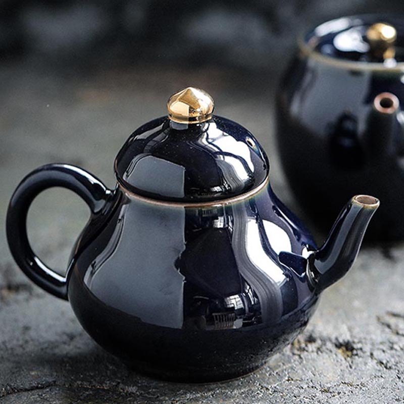 Porcelain heng tong ji blue ceramic teapot single pot of Japanese kung fu tea set home office contracted filter side put the teapot