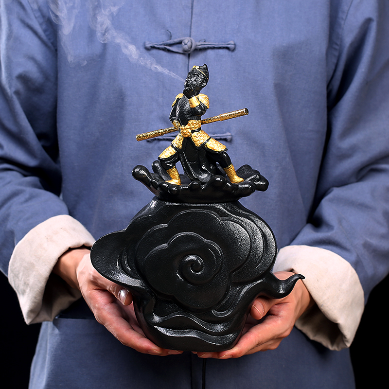 Porcelain heng tong household act the role ofing is tasted furnishing articles individuality creative sun wukong was humidifier indoor home office desktop decoration