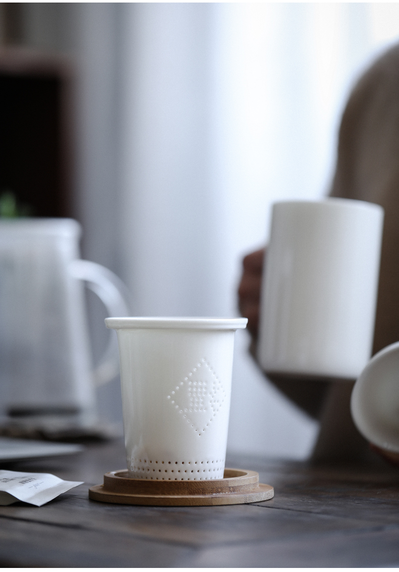 Dehua white porcelain porcelain constant hall glass ceramic keller large capacity filter office personal meeting make tea cup