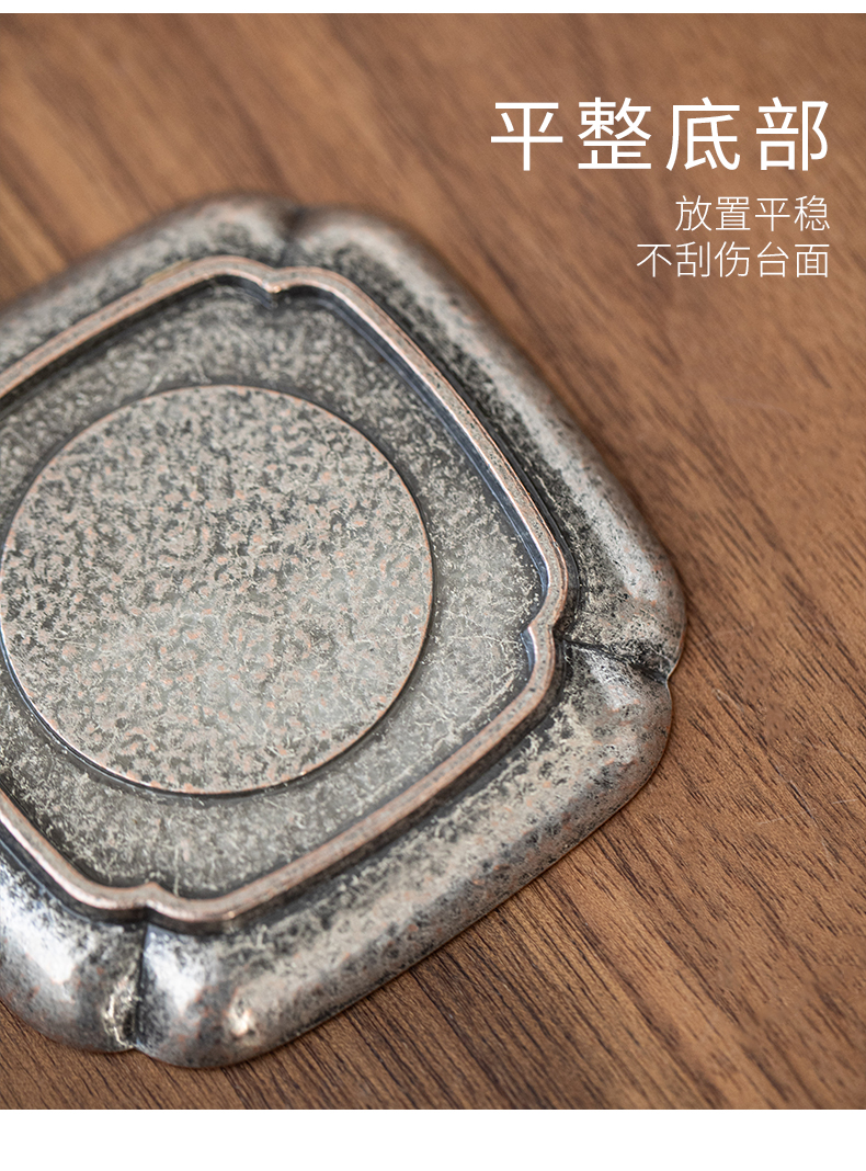 Porcelain heng tong cup mat creative kung fu tea cups hold hand colored enamel resin insulated pad Japanese household tea accessories