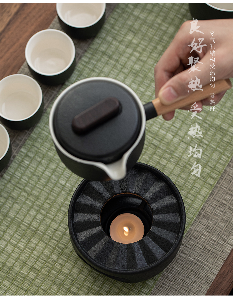 Porcelain heng tong coarse pottery side boil heat preservation tea stove ceramic small tea based alcohol lamp heating furnace scented tea home