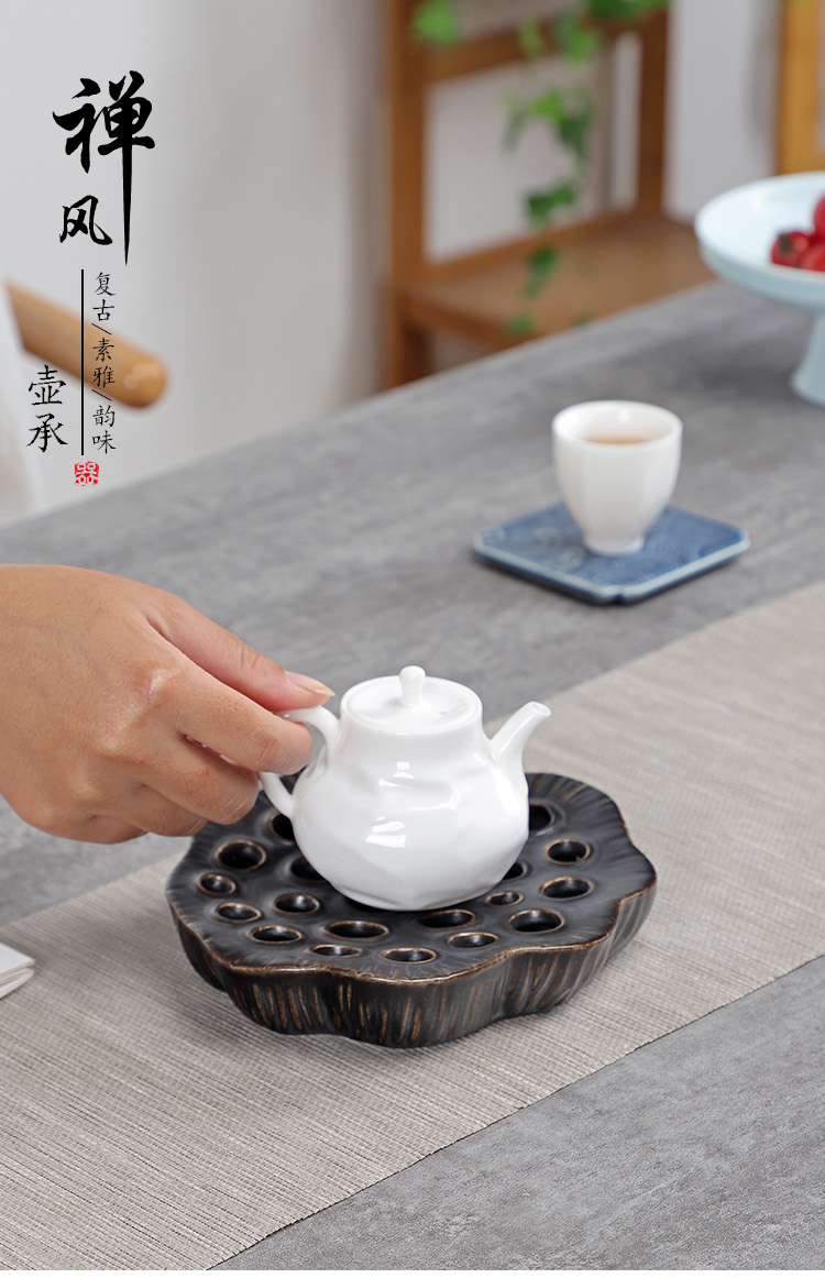 Porcelain heng tong ceramic lotus tea pot bearing pad household kung fu tea set insulation pad tea accessories creative mat