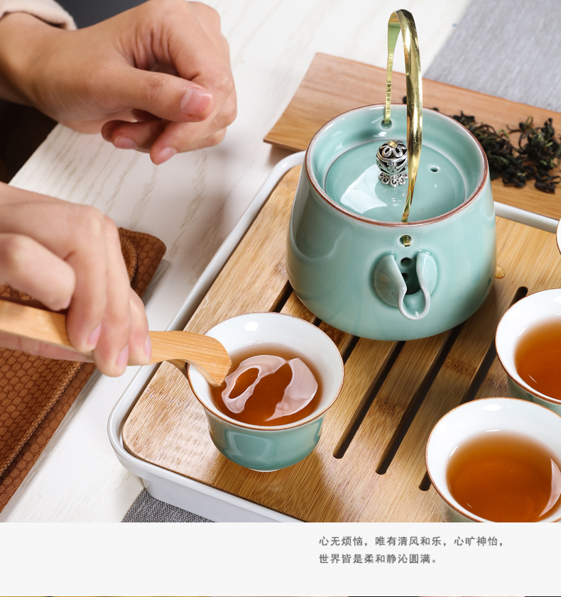 Travel porcelain heng tong kung fu tea set vehicular Travel a pot of four cups of portable bag home dry tea tea tray