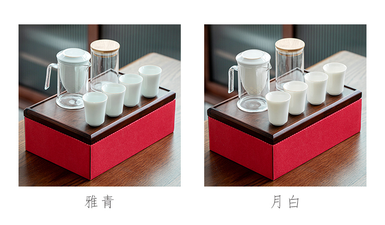 Porcelain heng tong elegant glass pot gift boxes white Porcelain kung fu tea set suit household contracted office make tea