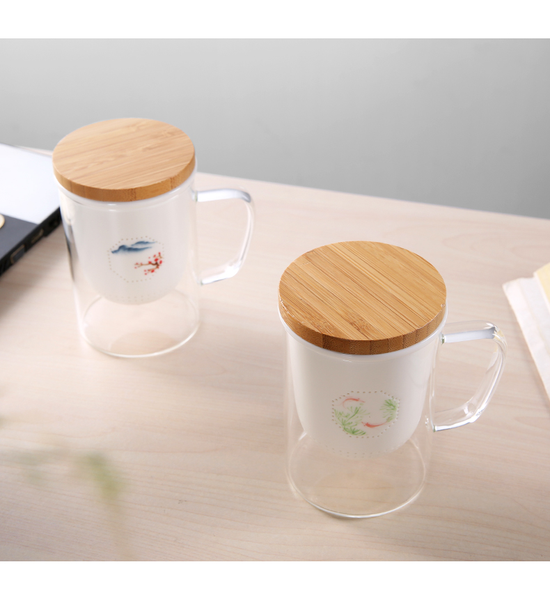 Transparent heat - resistant porcelain constant hall and exquisite glass filter mark cup tea separate office ceramic glass tea cup