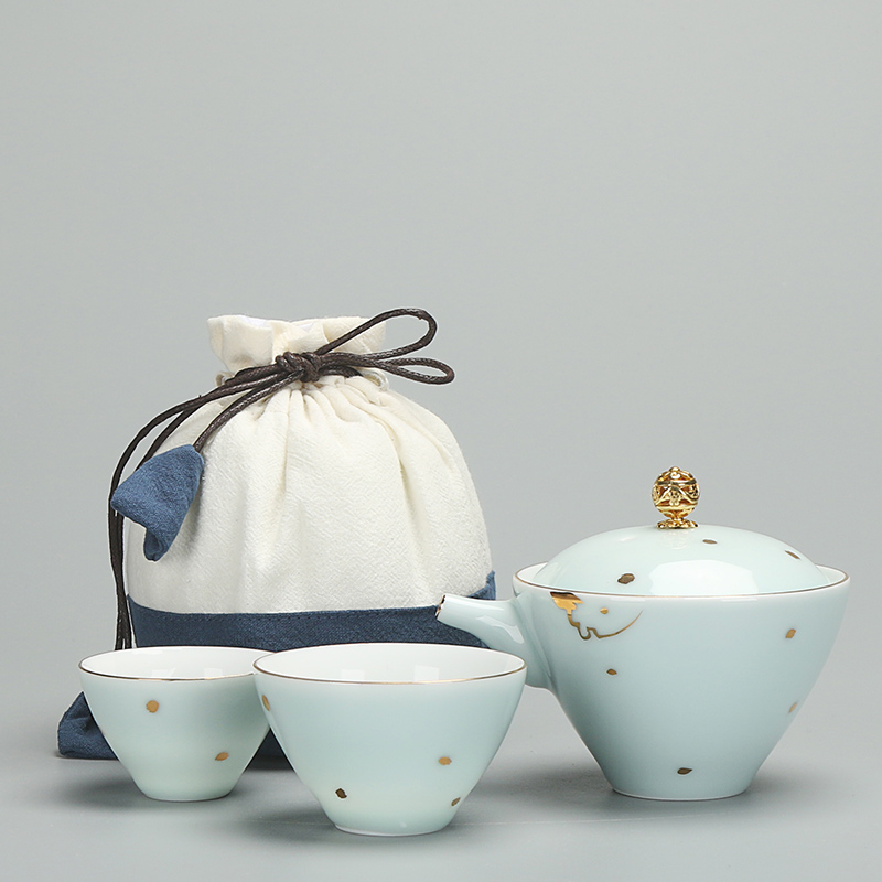 Crack kung fu tea cup travel suit portable a pot of two cups of is suing Japanese teapot ceramic filter cups