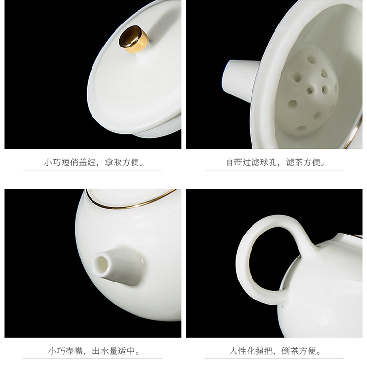 White porcelain teapot teacup Japanese porcelain constant hall to crack a pot of kung fu tea set three cups of portable package travel