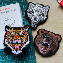 Beast full embroidery badge Velcro bag patch patch patch high-end embroidery battle bear tiger head wolf head logo