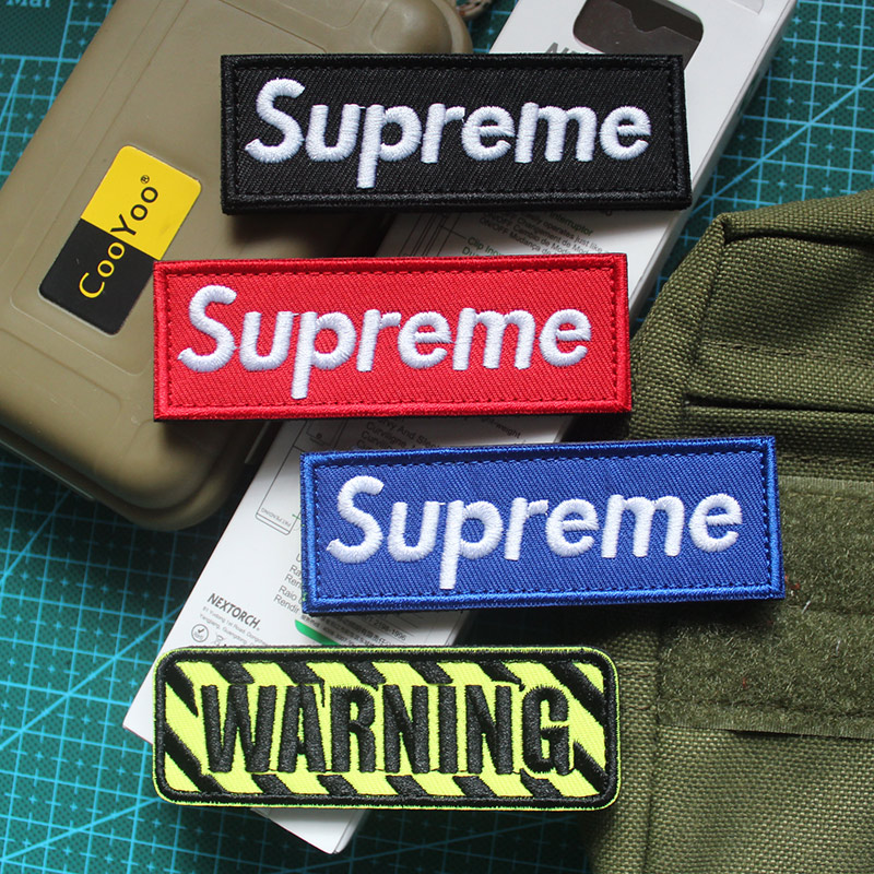 Supreme tide sticker embroidery magic sticker chapter personalized creative armband DIY sewing hole sticker WARNING badge