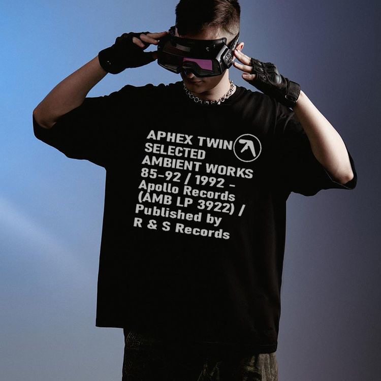 Aphex Twin Pure Cotton High Street Letter Print Hip-Hop European and American Loose Short-Sleeved T-Shirt Men's Summer Top