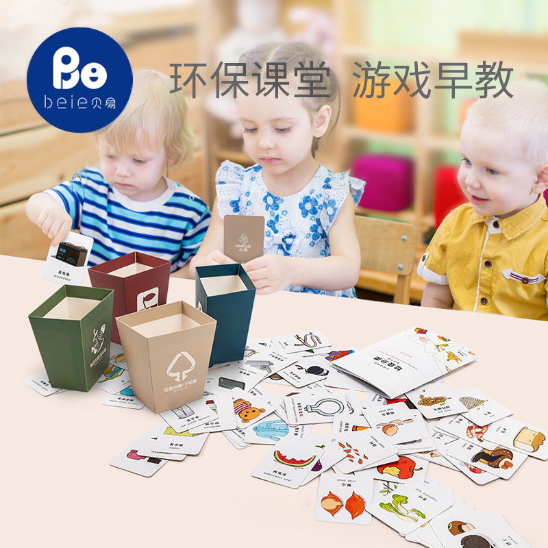 Beyi Puzzle Garbage Sorting Games Props Children Kindergarten Early Teaching Cognitive Cards Parenting Trash Can Toys