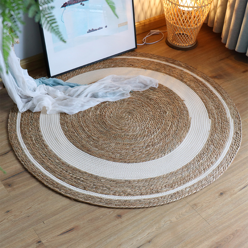 Round woven carpet rattan floor mat Japanese net red light luxury clothing store decoration home living room bedroom photography