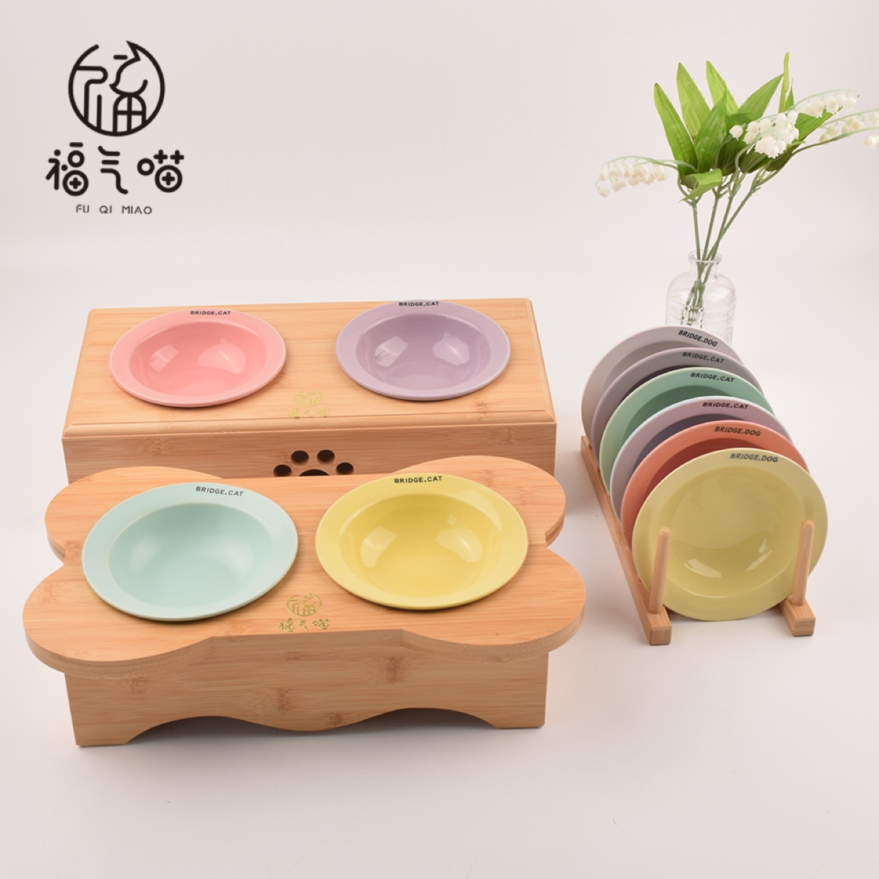 Vivipet cat bowl bowl pet bowl pot ceramic double bowl cat bowl cat bowl bowl gaffy